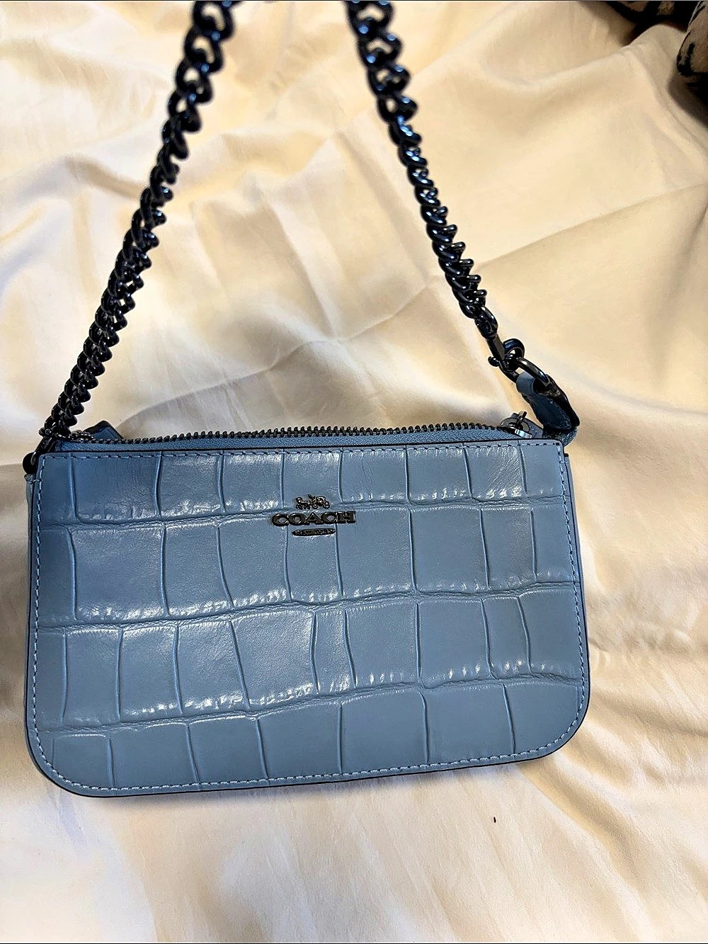 Coach nolita 19-Blue Crocodile-Embossed